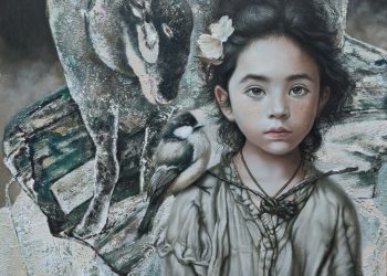 22-Back to Canaan2, canvas oil painting mixed media paper 2024, 60 × 60CM