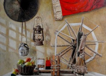 Yan’an, China, 1938, oil on canvas, mixed media, 120 × 140cm, 2021