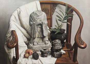 Still life “Broken Buddha and Stone Lion” 60 × 50cm (2019)