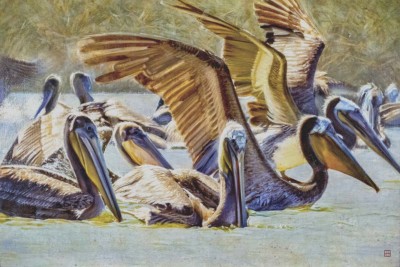 Jennifer Heine SCA, BC, Pilicandemonium, Acrylic  Oil, 24x36