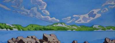 Gill Cameron, Floating Clouds, WC, 11x30