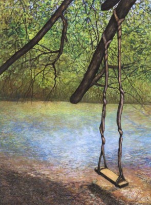 Manny Schulz, The Killing Fields-Red Ground and the Empty Swing, Acrylic, 40x30