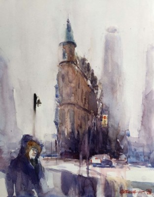 Peter Cheung, Toronto Winter, Watercolor, 17x14
