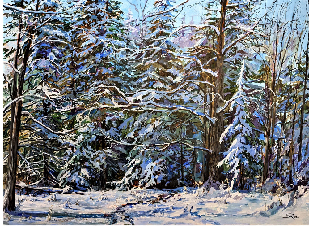 2023 SCA Open International Online Juried Exhibition Society Of   Scott Rubie Snow Trails Under Sleeping Oak Acrylic 30x40 2400 