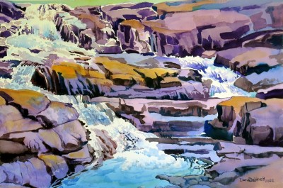 Diana Dabinett SCA, 'Water Ledges" Watercolour, 13.5" x 20.5