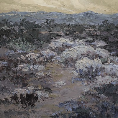 Marc Holmes SCA, Loosing the Light, Time to Head Back" Oil and Cold Wax, 30" x 30"