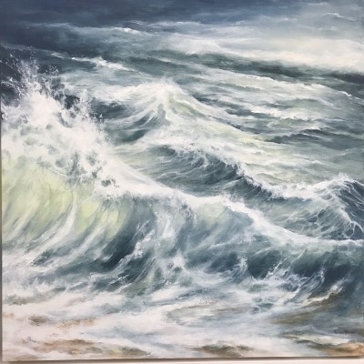 Valerie Harper SCA, "Spilling Waves" Acrylic 30" x 30"