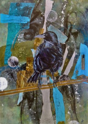 Andrea Pottyondy Stoffer Magical Messenger Oil Mixed Media 40 x 28