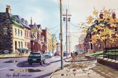 Ron Hazell Sunshine on Hollis Watercolour 14 x 21
