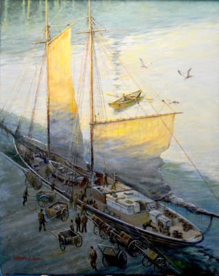 Wesley Lowe Unloading the Catch Oil 16 x 20
